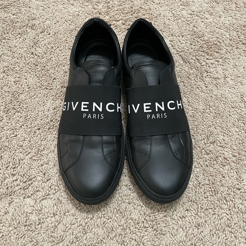 Givenchy Black Elastic Band Leather Slip-On Sneakers